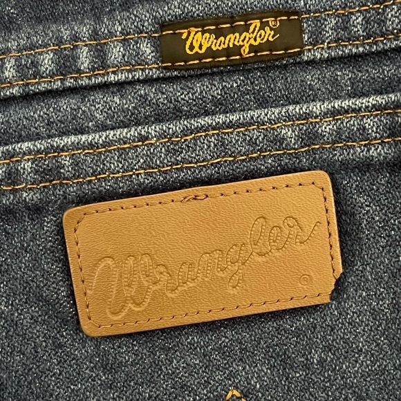 WRANGLERS Denim Straight Leg Blue Jeans Men's SIZE 33x32 Rugged Cowboy Outdoor - Picture 7 of 11